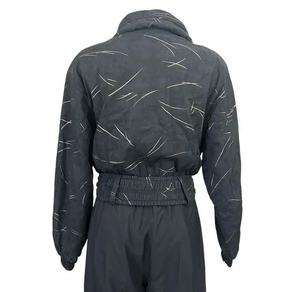Skea Paris/Vail Vintage Womens Ski‎ Snowboard Suit, Black/Gold Belted Sz 8 - Picture 5 of 12